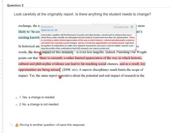 Figure 9: Using Turnitin for accurate