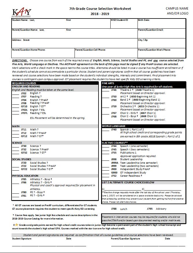 COURSE REQUESTS OVERVIEW Course sheets must be turned in to your Science Teacher by FEB 1st. If you are moving or planning to move, you must fill it out anyway.