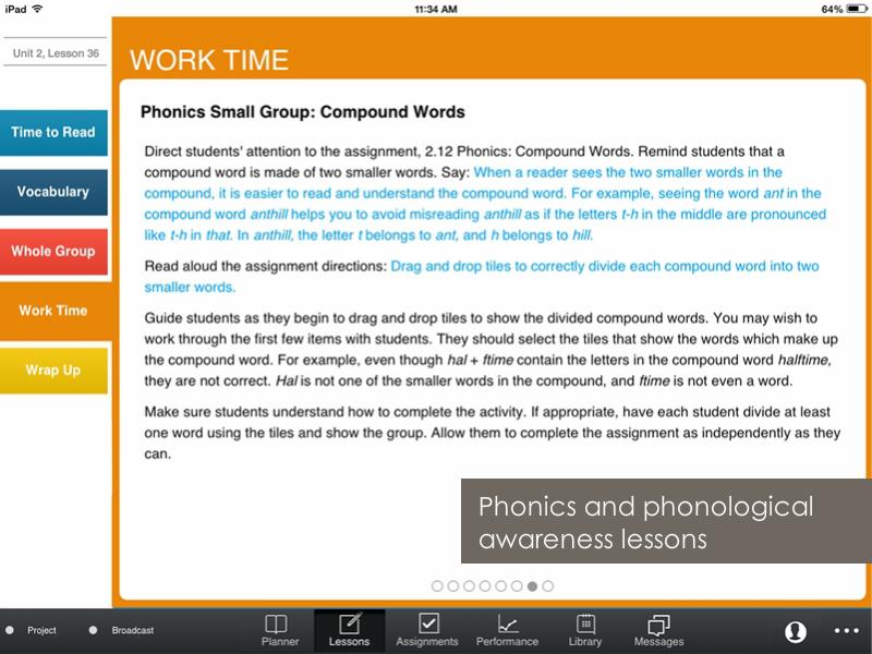 Work Time The Work Time lesson segment is based completely on students' needs.