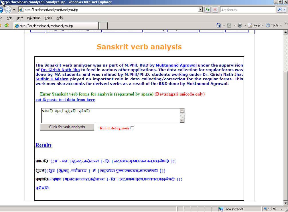 4.7 Input-Output examples - Input text Given below is a sample input data containing various types of verb forms.