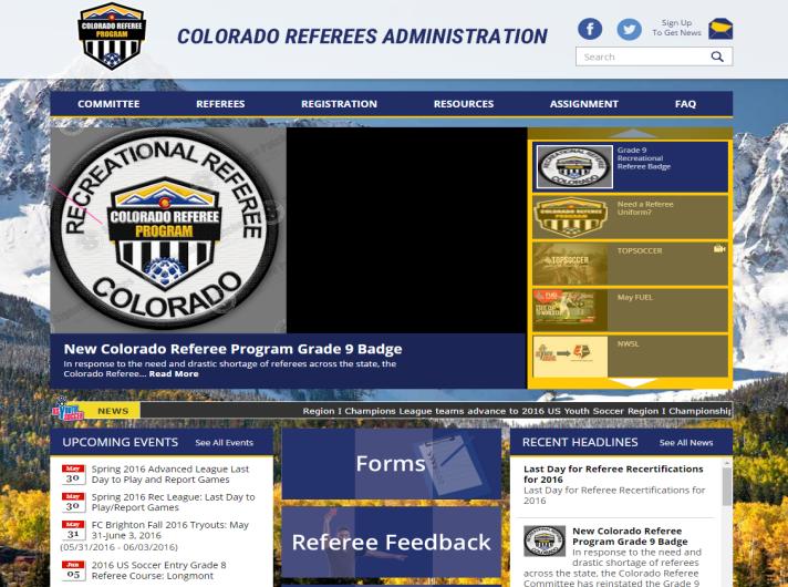 com features syndicated news from US Youth Soccer, as well as Colorado Soccer Association events, news, and referee-specific information.