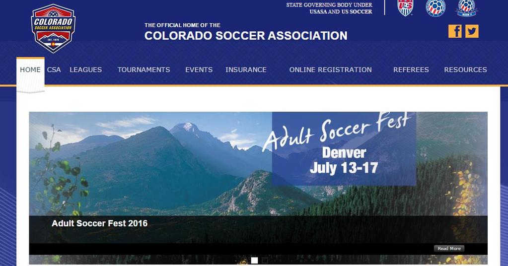 This site features content syndicated by US Adult Soccer Association, as well as registration information for the many adult leagues in Colorado.