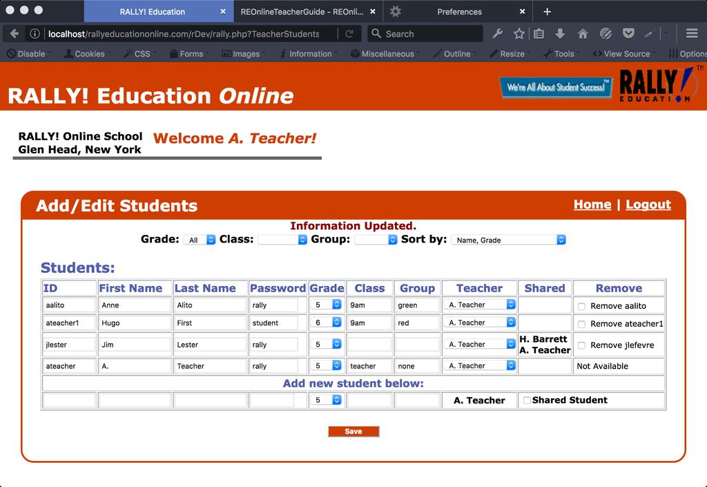 Add/Edit Students To enter your students or make changes to students who have already been added to the system, choose Add/Edit Students from your Home page.
