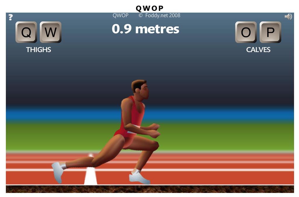1 Abstract We apply a deep learning model to the QWOP flash game, which requires control of a ragdoll athlete using only the keys Q, W, O, and P.