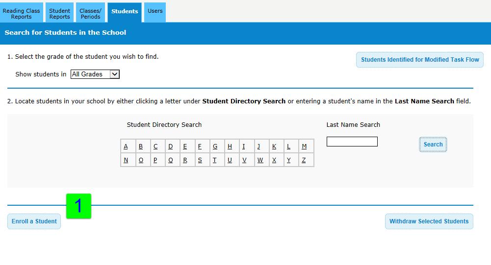 Students 39 Enroll a Student If a search within your school did not retrieve the student, s/he may be located within the statewide PMRN database. Click the Students tab, then Enroll Student.