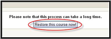 Keep in mind that depending on the amount of content you are restoring to your blank course, it may several minutes for Moodle to process your