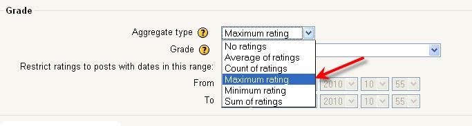 The two main choices are Maximum rating and Sum of ratings.