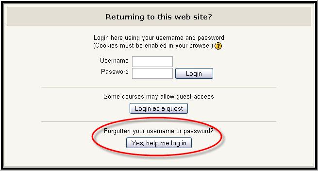 If this is your first time logging in to Moodle, click Yes, help me log in.