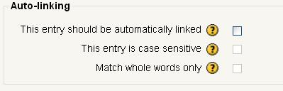 Clicking on the box behind This entry should be automatically linked enables that whenever the concept s words and/or phrases appear throughout the rest of the same course users are able to