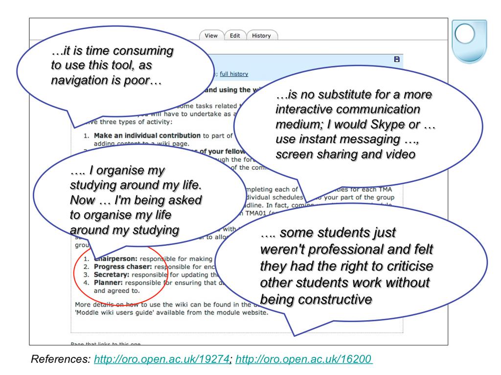 The background is a screen shot from the wiki and the text highlighted by the red circle shows how we asked students to allocate roles amongst themselves for the organised running of the