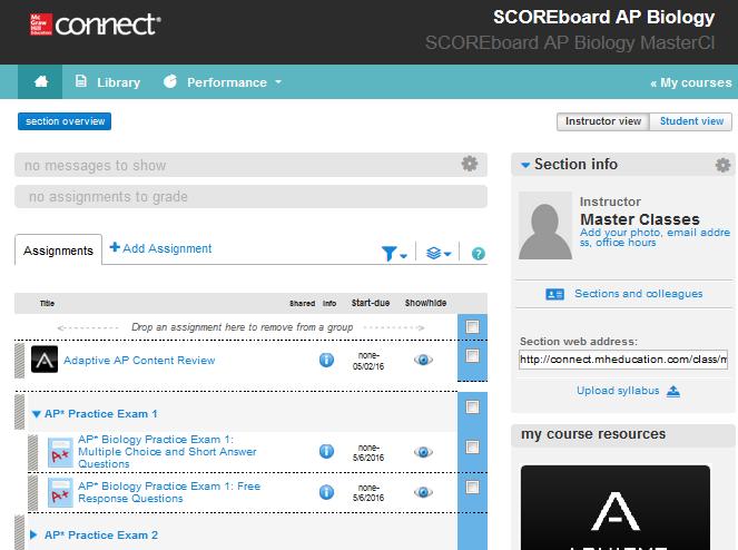 Viewing and Editing Assignments From your Section Homepage you can see all of your assignments. Click on the name of an assignment (A) to open the details.