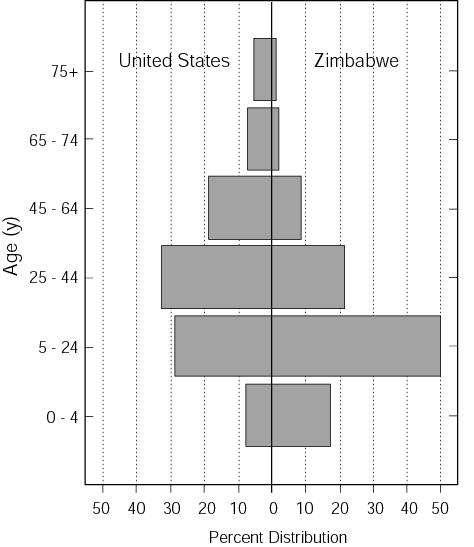 Example: Zimbabwe & US Crude death rate in US (1991) = 880 per 100,000 Crude death rate in