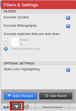 Figure 10 filters and settings ENABLING RESUBMISSIONS In your assignment settings under the Originality Report Options select Generate reports immediately and allow resubmissions until the due date.