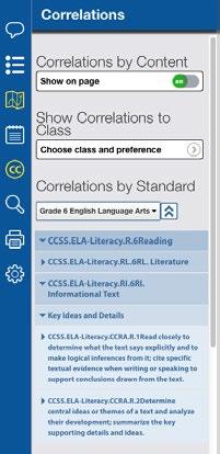 ebook Correlations Viewer Teachers can find correlations to standards instantly with the