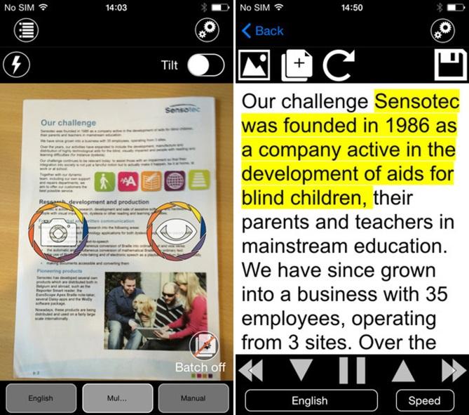 Kurzweil KNFB Reader App Converts printed text-tospeech Text highlighting