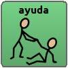 The user can select ayuda followed by me to generate the phrase ayúdame - (help me). 4) (quiero) means I want.