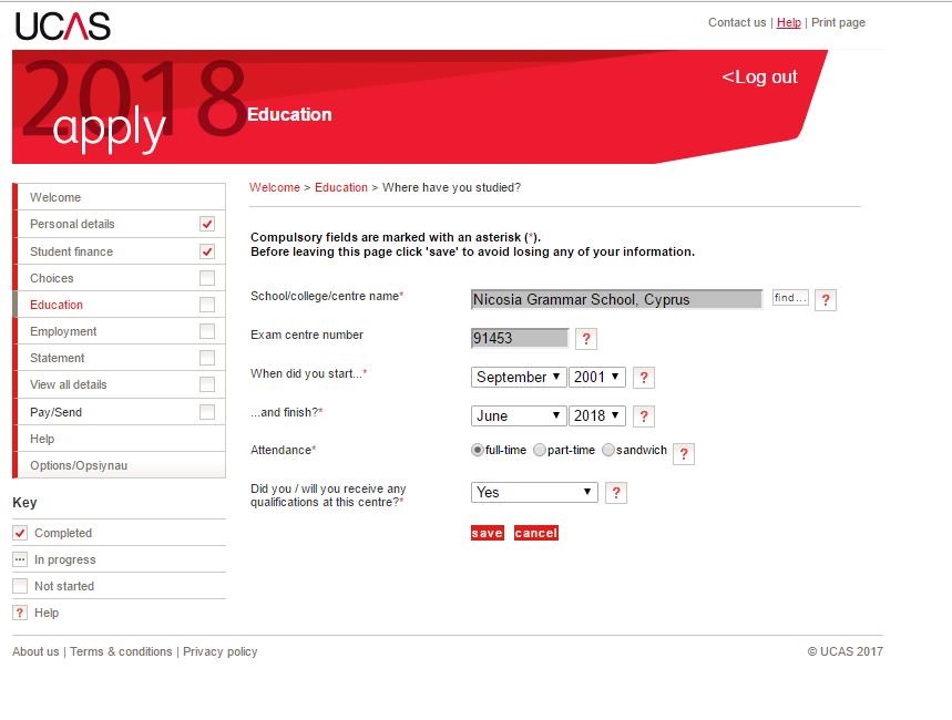 Education continued Fill out the page as shown in the example below: Click save Please