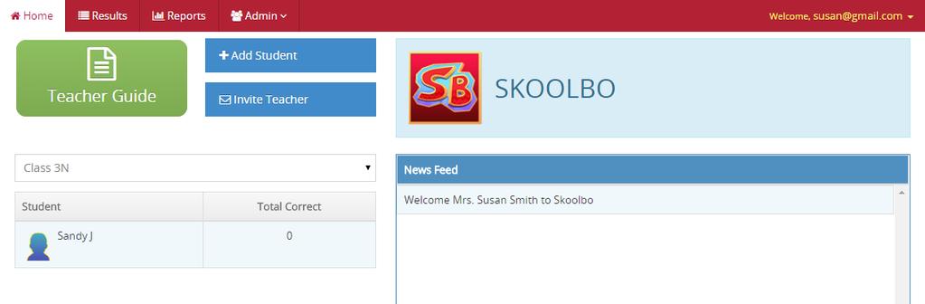 2.3.3 Invite a Teacher Invite a teacher to sign up for Skoolbo To get the teachers at your school onboard Skoolbo, please click on Invite