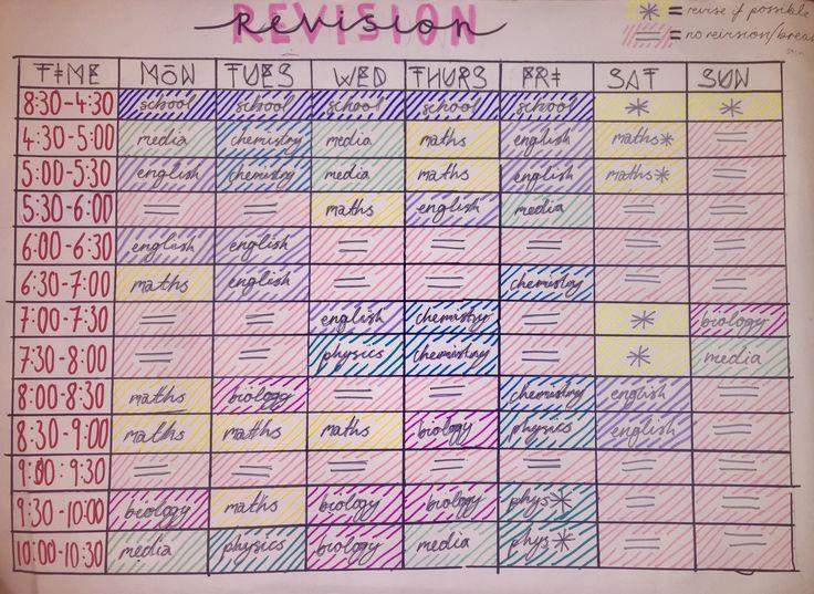 Exemplar Revision Timetable Here are a few exemplar