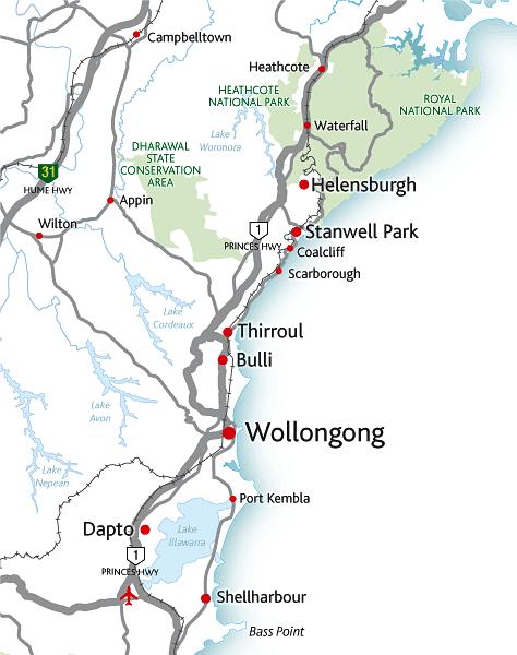 Wollongong city and region 81 km S of Sydney, pop.