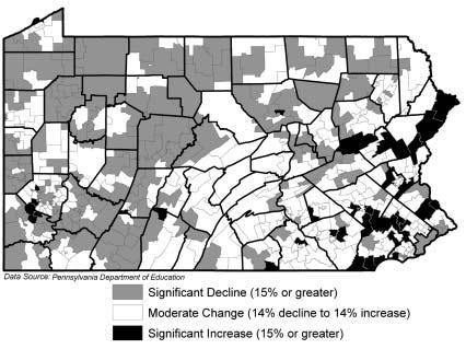 Figure 2: Change in School District Enrollment, 2002 to 2012 The next step was to identify districts that will likely have significant projected increases or decreases in enrollment.