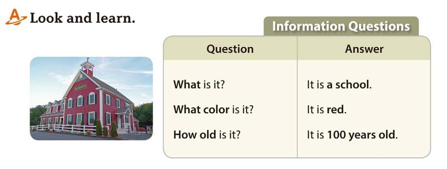 Unit 15 Information Questions: What/How What color is it? Information questions are questions that ask for information. They start with wh question words, such as who, what, when, where, why, and how.