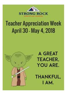 Teacher Appreciation Week Next week is Teacher Appreciation Week!