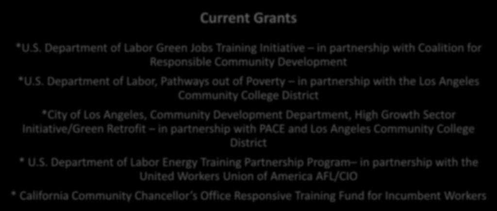 Utility/Energy Programs Grant Activities Current Grants Energy/Utility Certificate & Degree Programs, Courses *U.S.