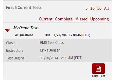 Once you have completed the assessments, you will see a test results button. Your instructor will also have the ability to review your results.