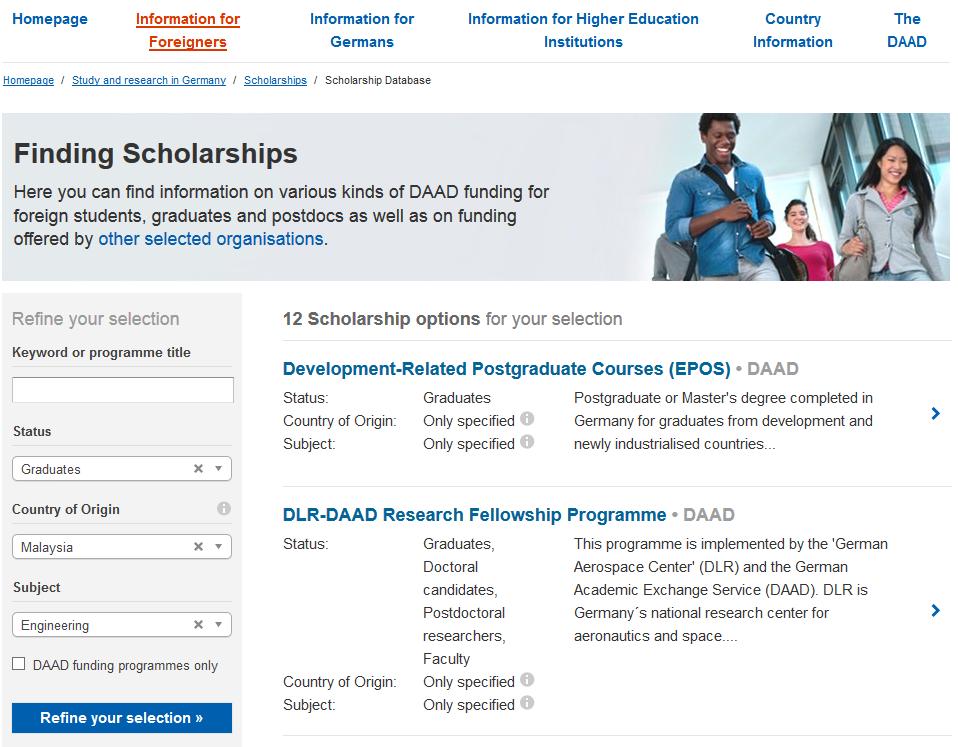 DAAD Scholarship Database RWTH Scholarship Database RWTH International Academy Scholarships