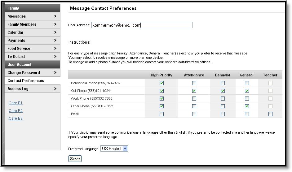 Contact Preferences It is important for users to have up-to-date contact information that can be used by Campus Messenger to distribute timely information to parents.
