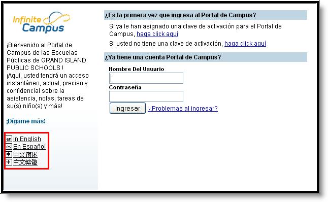 English Spanish Simplified Chinese Traditional Chinese Users can select which option best fits their needs by clicking on