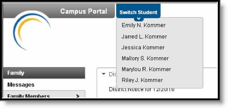Image 4: Switch Student Option Students can be enrolled in multiple calendars or schools.