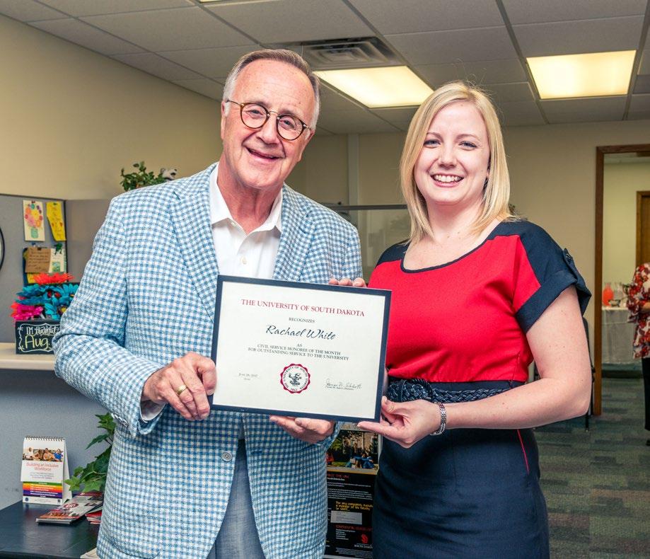 White Named June Employee of the Month Rachael White, who works on the Board of Regents human resources team and specializes in doing a little bit of everything, was nominated for Employee of the