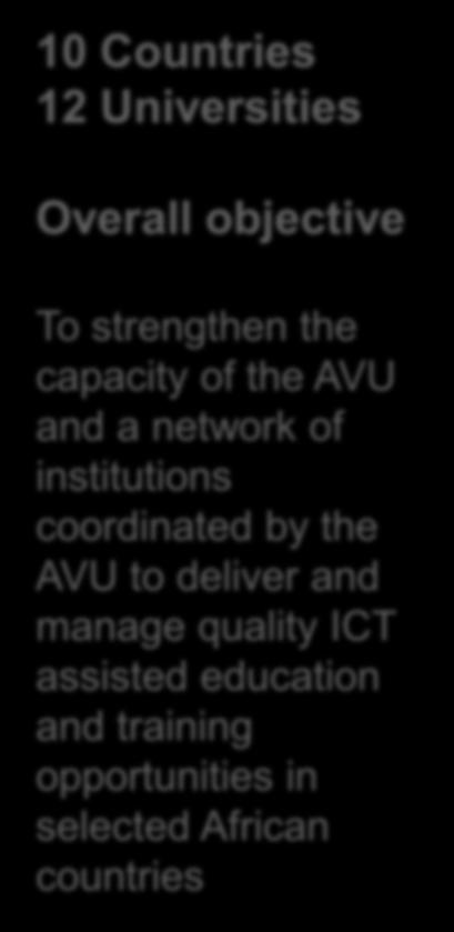 objective To strengthen the capacity of the AVU and a network of institutions coordinated by the AVU to deliver and