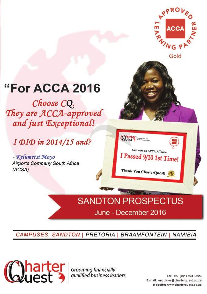Reneilwe Ntshwarang Top ACCA Affiliate June 2016 I set a