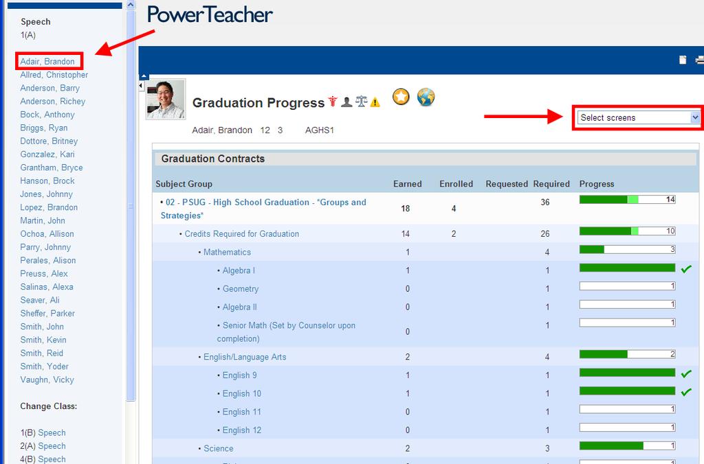 Login to PowerTeacher Select a Class by clicking on the backpack icon for that