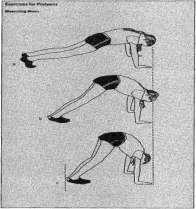 4. The Frog Stand: Strengthens the arms and enhances balance. The participant squats and places his hands on the floor. The fingers point forward and the elbows press against the inside of the knees.
