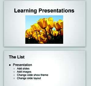 Presentation Basics Description: Presentation software such as Google Presentation, Microsoft PowerPoint, or LibreOffice Presentation can be used by you to create a presentation which allows you to