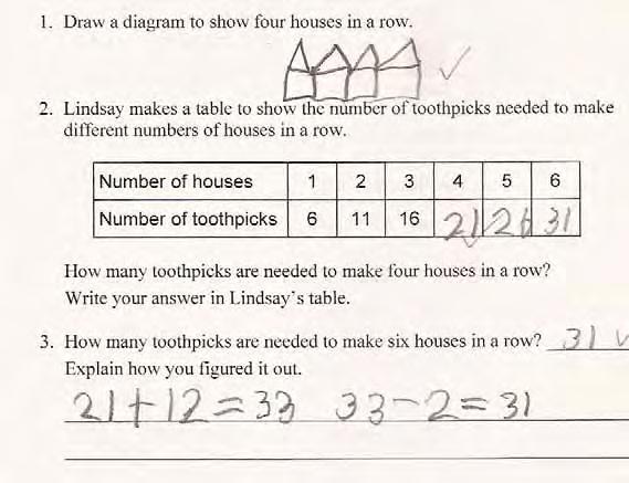 Looking at student work on Houses in a Row: A big piece of the mathematics of this task is seeing what happens when the houses connect, how groups of houses are different from the same number of