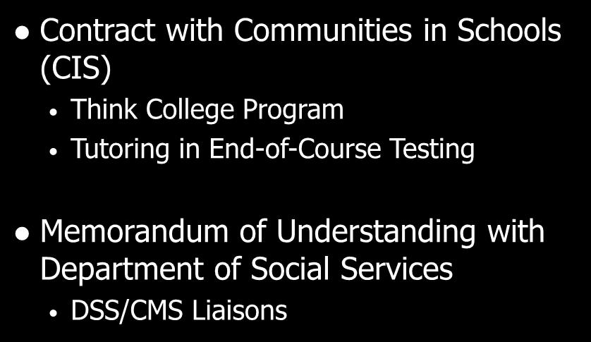 Program Highlights for 2004-2005 Contract with Communities in Schools (CIS) Think
