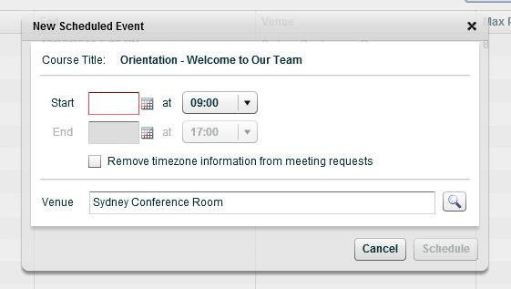 Managing Event Learning 37 Time zone adjustments may now be removed from event email notifications By default, the system will seek to identify the geographic location of the user and set the