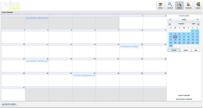 Event Calendar 52 Event Calendar The Event Calendar is a simple calendar based display that allows you to see all of the currently scheduled events in