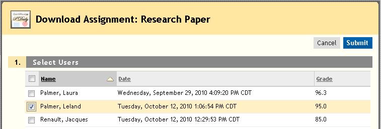 Assignments: Reviewing Assignments Offline NOTE: Assignment File Cleanup allows you to select users and delete files associated with their submissions. 4 3 5 Figure 2.