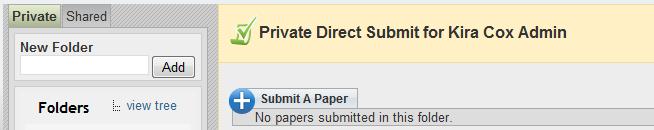 3 Select the Private or Shared tab to display the folder where papers will