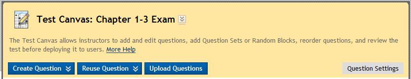 Specifying Question Settings The second major step in creating a test is to specify the test s Question Settings. Question Settings control the options available when creating test questions.