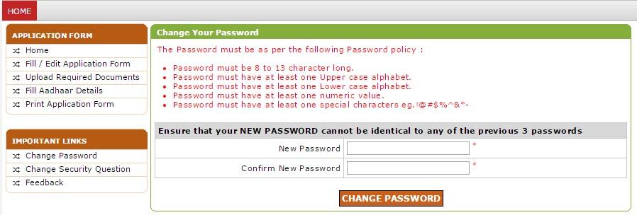 6. Important Links Change Password At any point the candidate