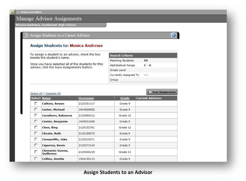 14 STUDENT ADMINISTRATION the advisor's name from the Assign Students to an Advisor or Unassign Students to an Advisor dropdown menu in the Manage Advisor Assignments section of the Advisor Homepage