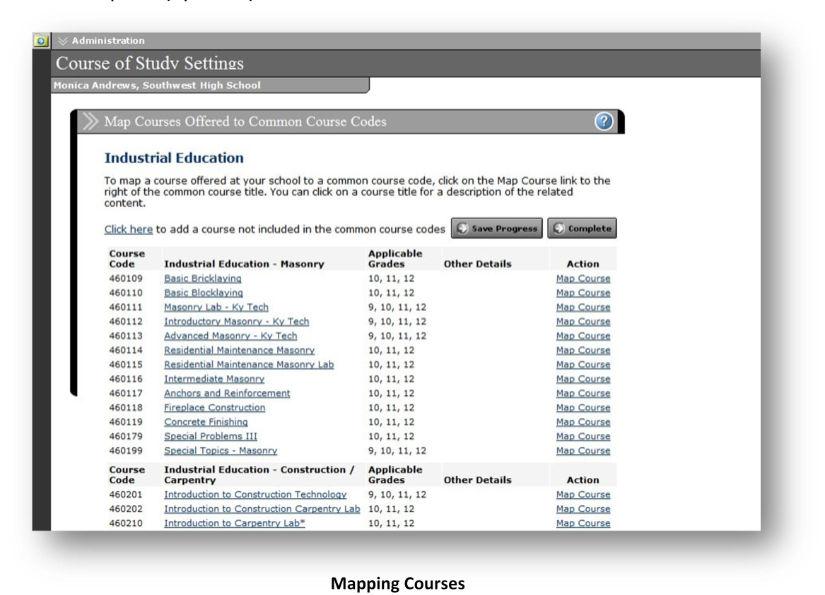20 COURSE OF STUDY OPTIONS Each Common Course Code subject area must have a related title. If your school does not offer courses in a particular area, you can simply leave the default name.