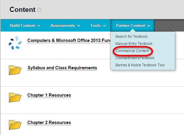 Follow the steps below to add the Cengage Technical Support link to Blackboard: Step 1 Select Content from the course menu.
